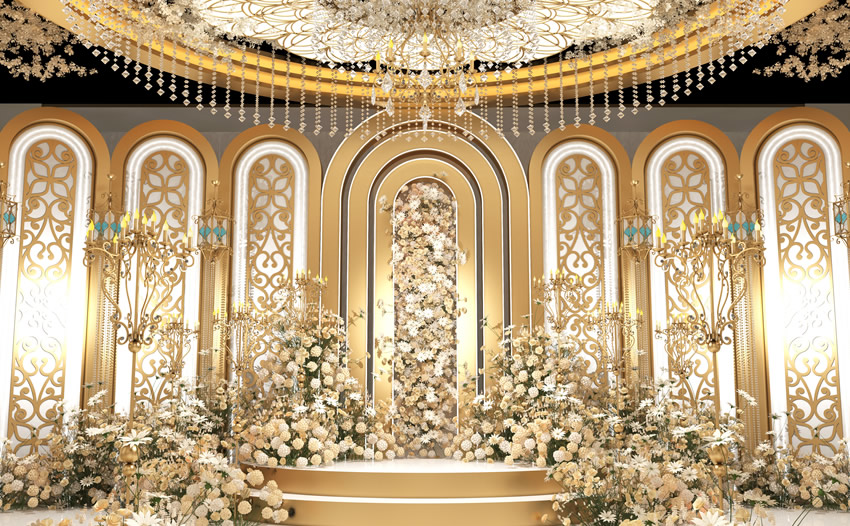 柯城香槟色调婚礼堂效果展示